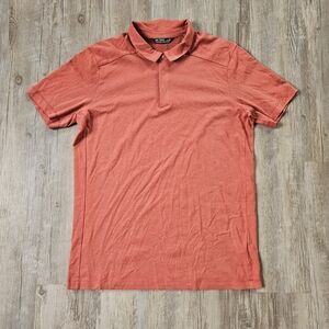 Arc'teryx Men’s Orange Eris Short Sleeve Snap Collar Polo Shirt Large Hiking